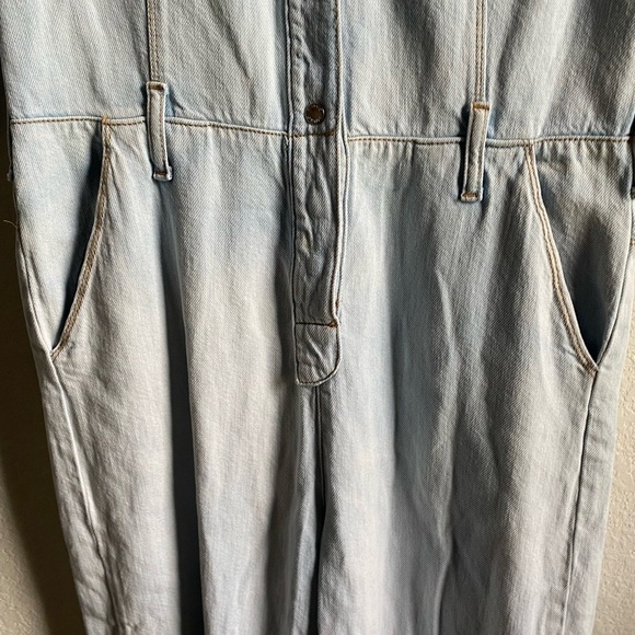 $565 Pinko Light Wash Blue Denim Relaxed Straight Leg Cottagecore Jumpsuit 2 - Picture 12 of 16